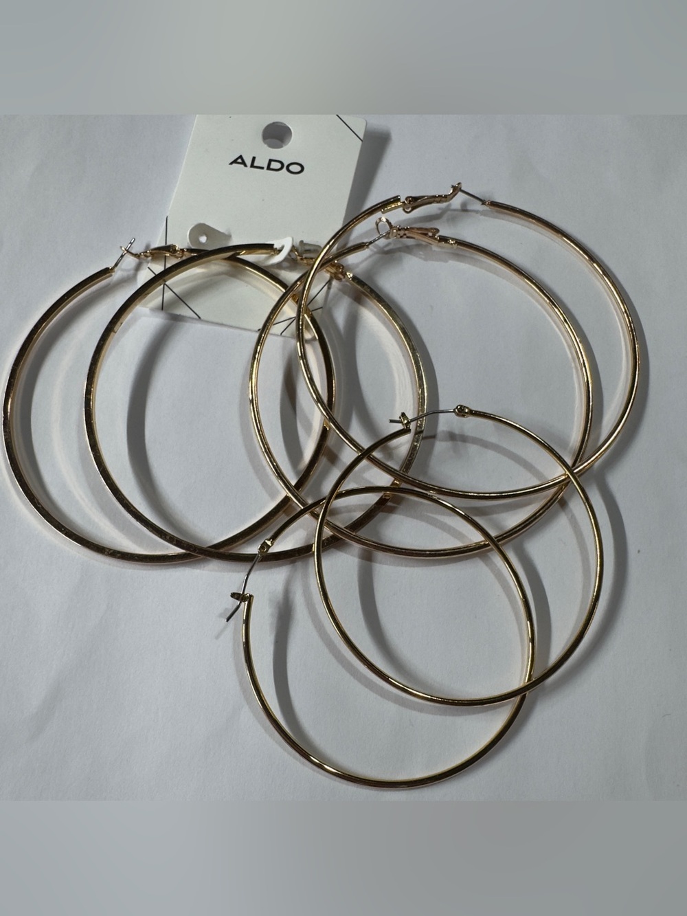 Aldo Shiny Gold Thin Hoop Earring Set